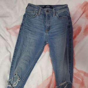 Hollister Blue Skinny Jeans Distressed Cotton